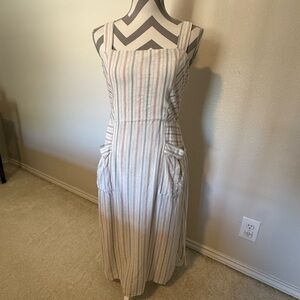 Splendid Striped Midi Dress in Cream and Light Pink